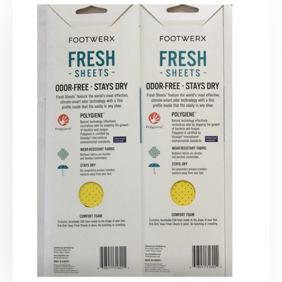 FOOTWERX Polygiene FRESH SHEETS Ultra Thin EVA‎ Insoles Odor Control Men’s NWT - Picture 2 of 10